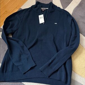 Michael Kors Dark Blue Zip-Up Men's Sweater